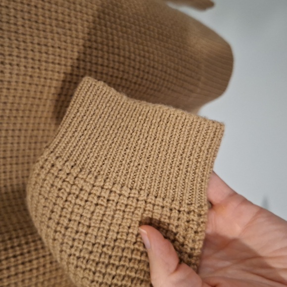 Wilfred Women's Camel/Tan Merino Wool Waffle Knit Crewneck Sweater (Size S) - Picture 5 of 9